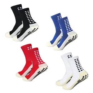 Men's Soccer Socks 4 Pair Anti Slip Non Slip Grip Pads for Football Basketball Sports Grip Socks Tubesocks All Season Comfort