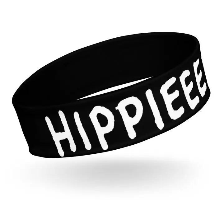 Dark Hippie's Adlib Headband - Black & White "Hippieeeee" Design - Comfortable Stylish Accessory