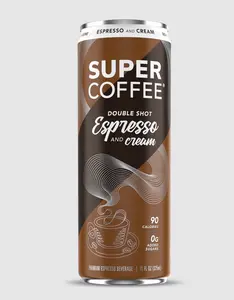 SUPER COFFEE - Espresso and Cream/Triple Shot Super Espresso - 11 Fl Oz, 12 Pack - (0g Added Sugar, 10 Calories) | Cold Brew, Smart Coffee Drinks - SoyFree GlutenFree