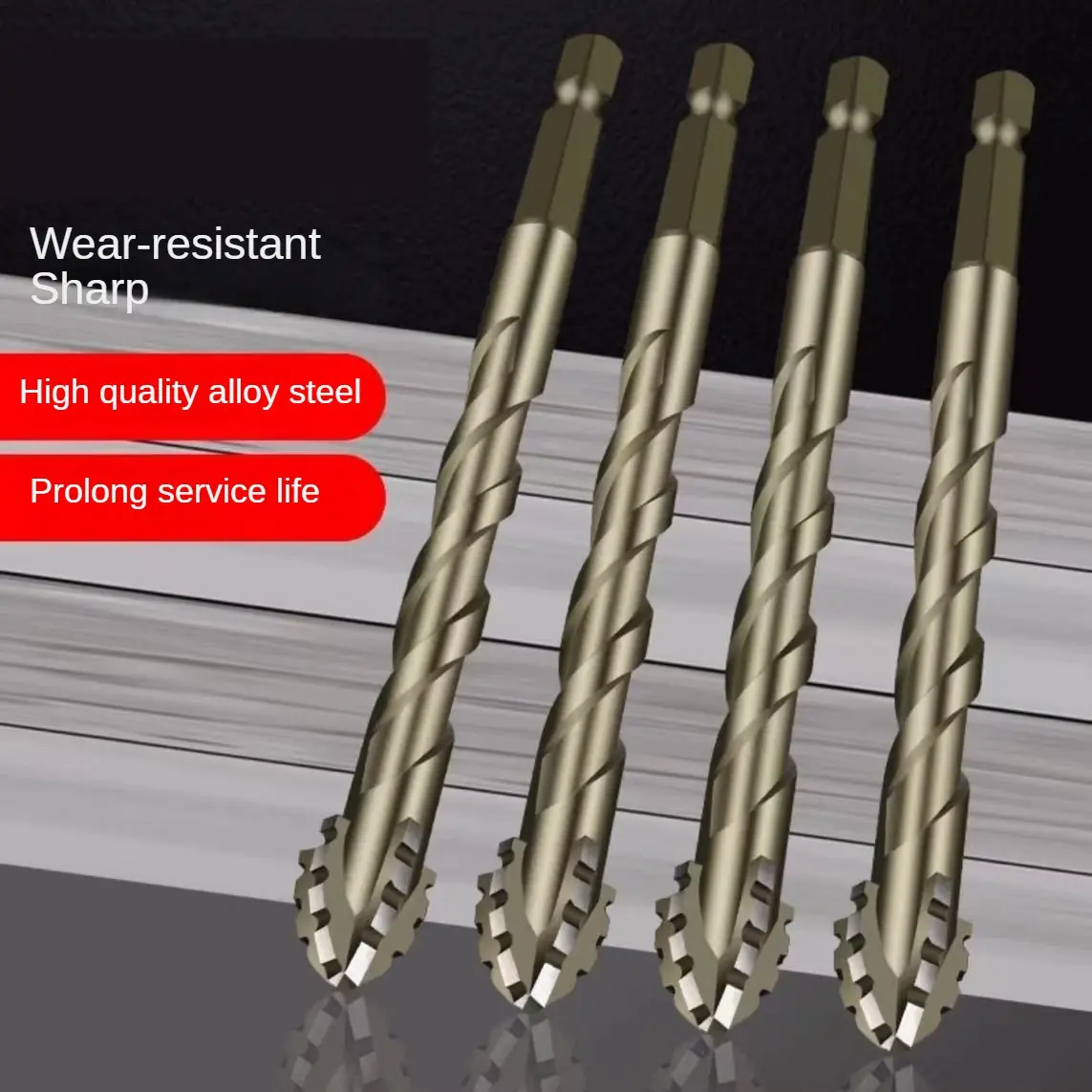 Multi-Size Masonry Drill Bit Set for DIY Users - Cross-Tip Tungsten Carbide Hex Shank Bits for Drilling Holes in Tile, Concrete, Wood