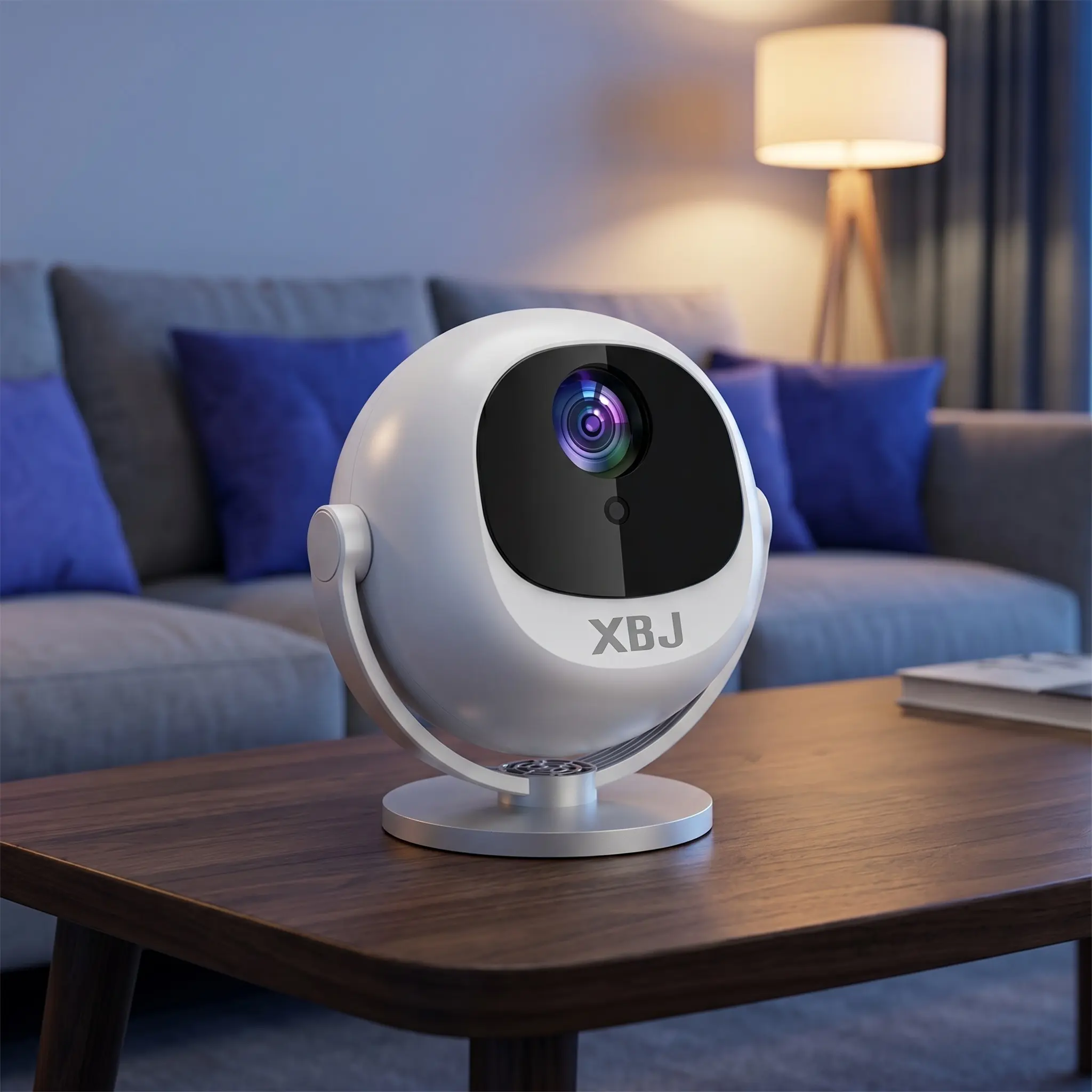 XBJ Portable Projector, 4K/1080P Supported, 300 ANSI Lumen Auto Focus, Android 11 with Google Voice, WiFi 6, BT 6.0, 360° Auto Keystone Projection, for Home Theater, Outdoor Cinema