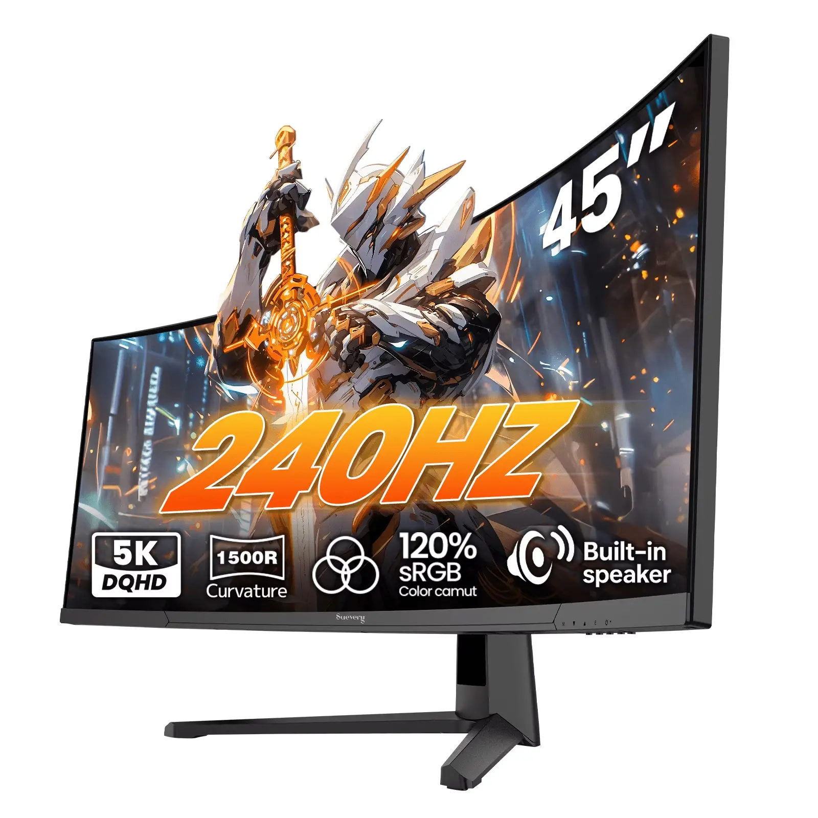 CRUA 49 Inch Ultra-Wide Curved Gaming Monitor | 120Hz | DQHD 5120x1440p | 1500R Curve | AMD FreeSync | Built-in Speakers | Wall Mount | HDMI & DP, Black