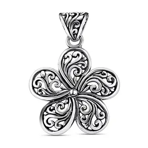 925 Sterling Silver Flower Pendant - Floral Filigree Pendants Necklaces For Women - Costume Vintage Anniversary Weddings Cute Statement Engagement Jewelry - Birthday Christmas Gifts for Women