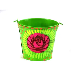 Hand Painted Pot (Water Pot) Pakistani Truck Art Decoration, Kitchen Decor or Souvenir from Pakistan (Green, 3x3)