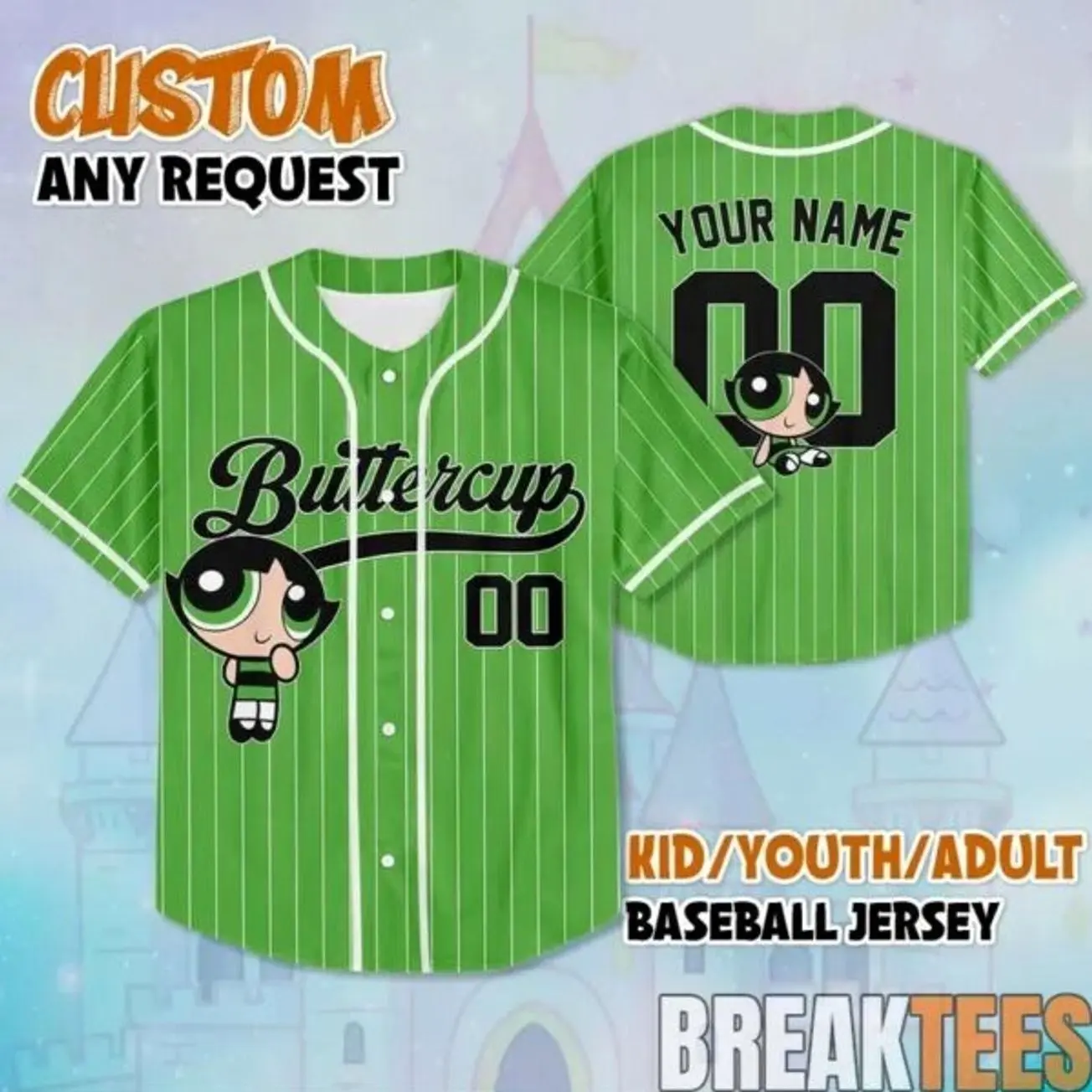 Buttercup The Powerpuff Girls Baseball Jersey V2 5NP
