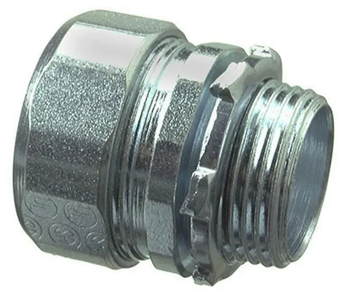 212 MAIN Rigid-Type Compression Connector, 0.5 in. Threadless, Concrete-Tight Seal, Joins IMC Conduit to Metal Enclosures, 2-Pack, Join Conduit To Metal Enclosure, Steel Enclosure