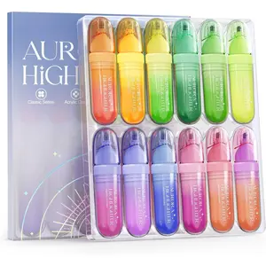 12 count Highlighters Assorted Colors, Cute Pastel Highlighter Set, Dry , Soft Chisel Tip, No Bleed Highlighter, Aesthetic Highlighters fo  Christmas Gifts