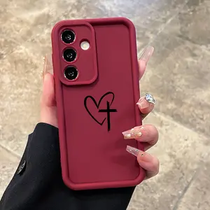 Soft Case for Samsung S24 ultra plus S25 S23 S22 Ultra Plus Shockproof Drop Protection Rugged Durable Heart Cross Advanced fashion gift Silicone Cover
