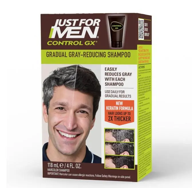Just for Men Control GX Gray Reducing Shampoo, Keratin, 4 Fl Oz (1 Pack) | Control GX multi-patented formula gradually reduces gray with each shampoo. Keratin strengthens and thickens hair.