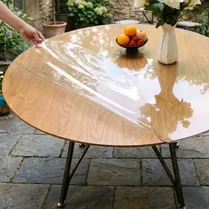 Soft Glass PVC Transparent Tablecloth, Waterproof Oil-Resistant Heat-Proof Easy Clean, Round Dining Table Mat, Coffee Table Protector Pad