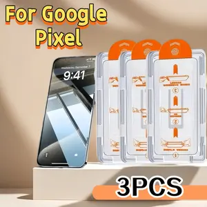 3 Pack Google Pixel 10 9 Pro XL 9a 8 8a 7 7a 6a 6 5G Protective Screen Protector, Ultra HD 9h Hardness, Auto-Positioning Dust-Free Installation Tempered Glass Film for Pixel Phones