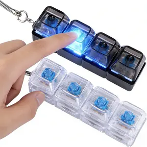 2 PCS Keyboard Fidget Toy 4-in-1 Decompression Keychain Stress Relief Button Clicker for Anxiety Relief & Desk Decorations