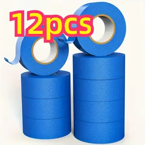 12 Pieces Waterproof Blue Painters Tape - Removable Masking Tape, Suitable for Halloween and Christmas Crafts, DIY Art, Gift Wrapping, Painting, Home, Office, School Label Use