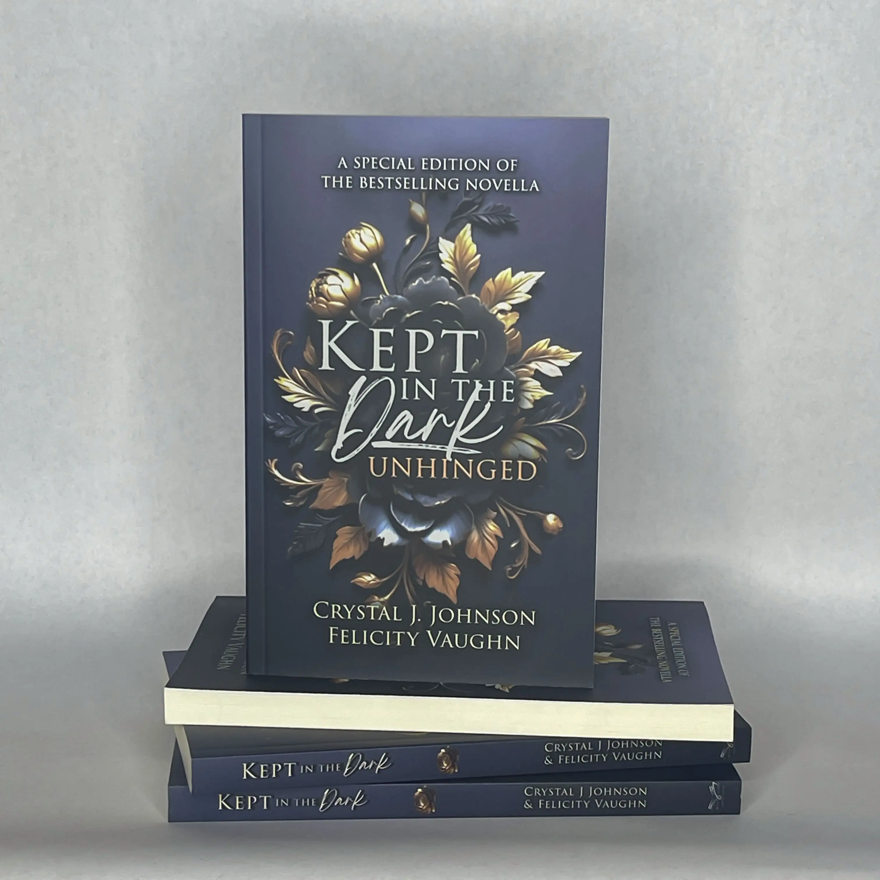 Kept in the Dark - Unhinged, a special edition novella by Crystal J. Johnson and Felicity Vaughn - paperback dark romance book