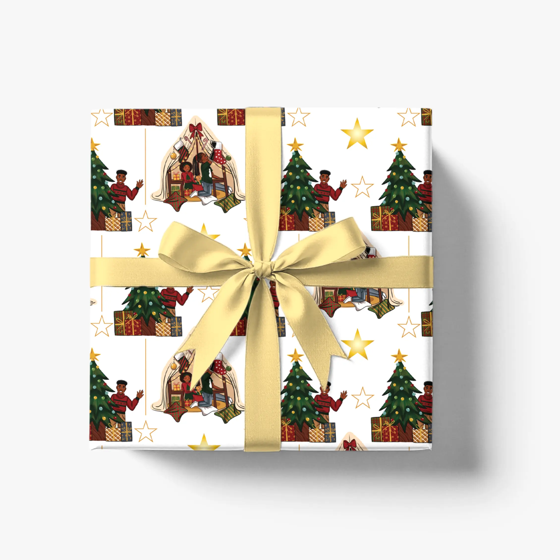 Black Family Christmas Wrapping Paper | The Fort | Premium 30" × 20' Gift Wrap Roll