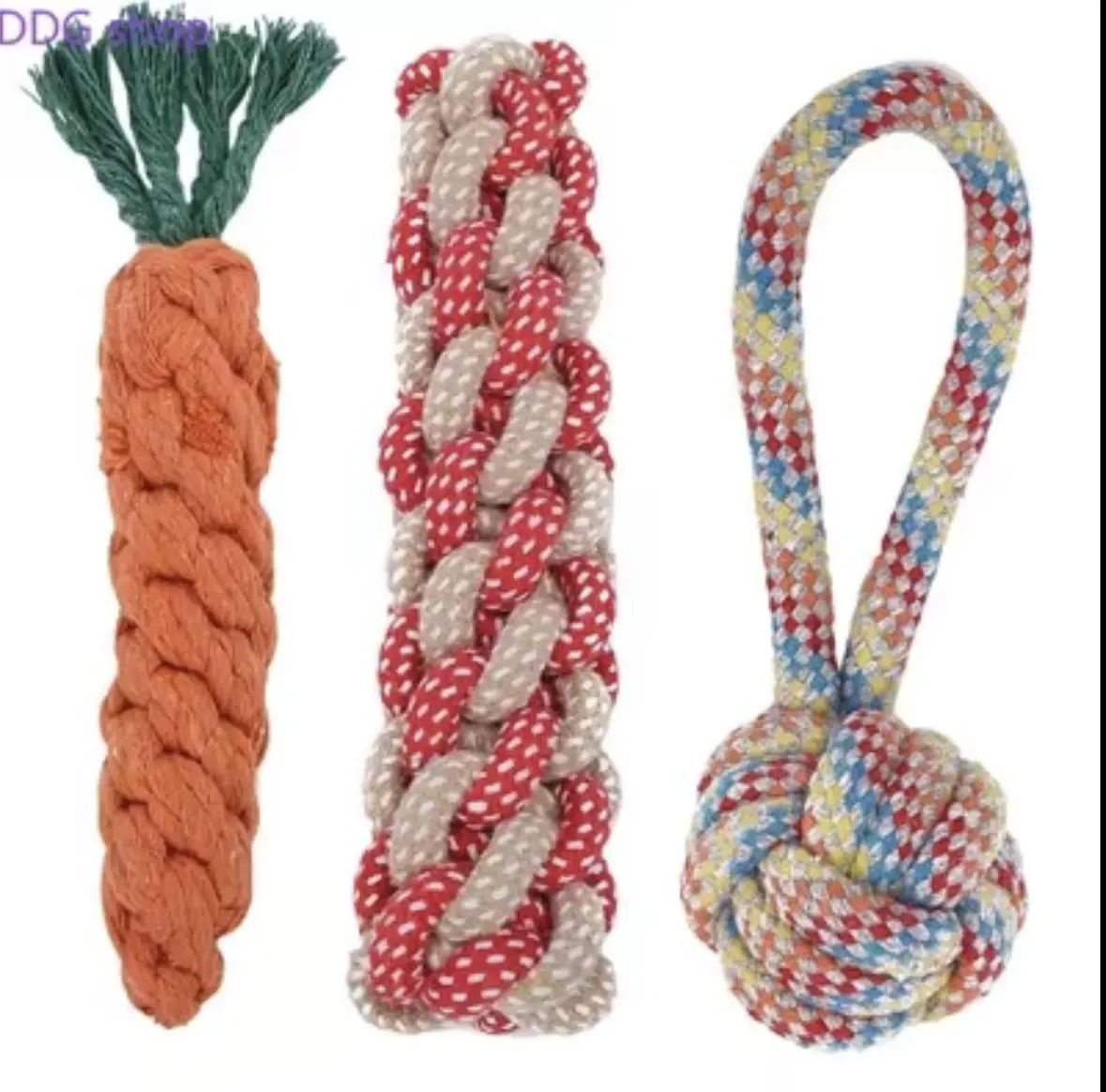 Interactive Dog Chew Toy for Small Dogs, Durable Carrot Cotton Rope Toy with Knot Design for Puppy Teething Training, Bichon Pomeranian Teddy Pet Supplies