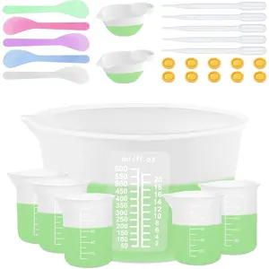 Silicone Measuring Cups for Resin Supplies - Kit with 600ml & 100ml Mixing Cups and Tools for Molds, Epoxy, Cooking, Casting Moulds, Jewelry Making