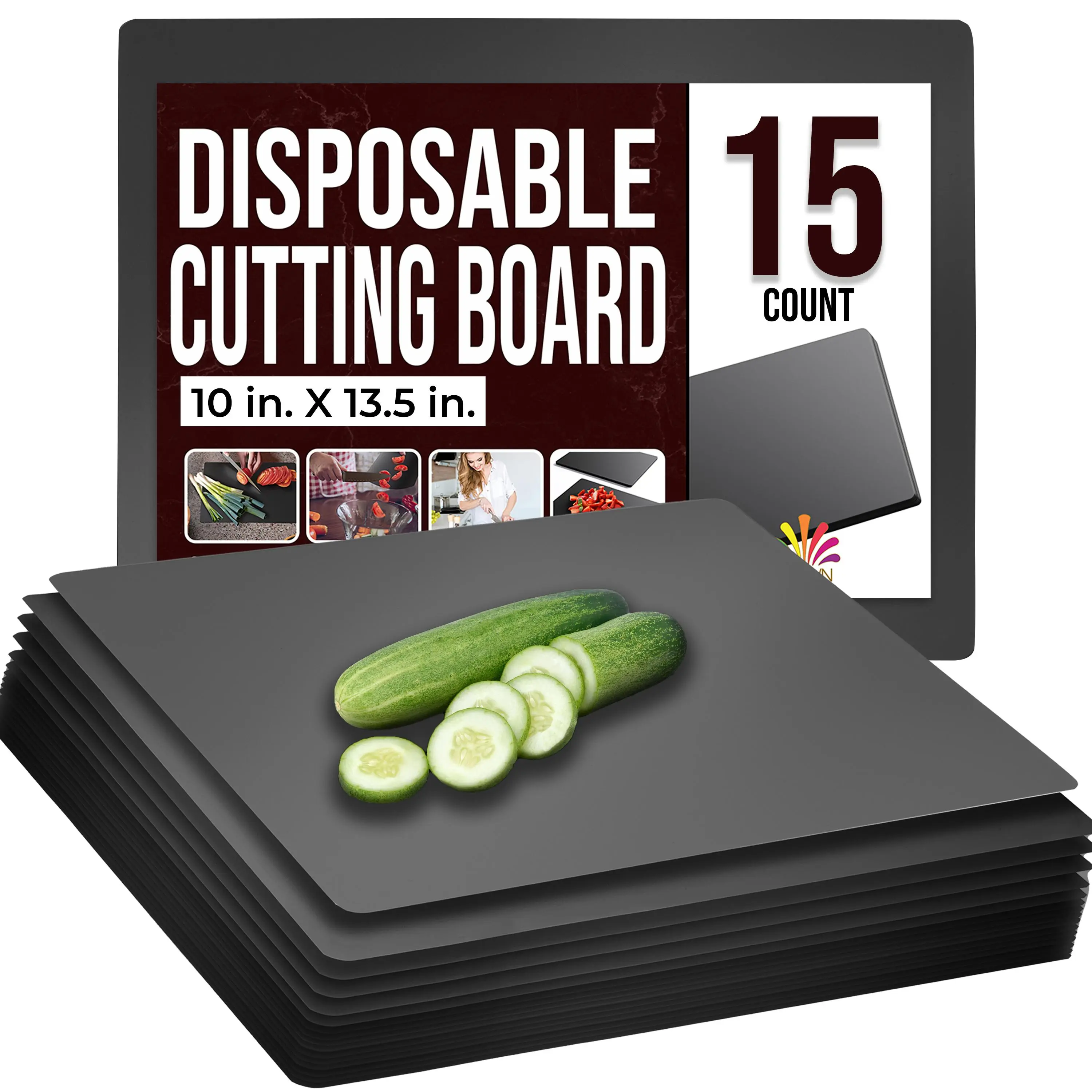 10 in. X 13.5 in. Black Disposable Cutting Boards | 15 Count
