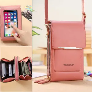 Touchscreen Sensitive Phone Bag with Multi-Color Options, No Need to Take Phone Out, Clear Window Crossbody Purse, 3 Card Slots & Secure Dual Zipper Wallet