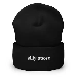 Silly Goose Embroidered Cuffed Beanie Hat, Embroidered Beanie, Beanies for Men, Beanies for Women