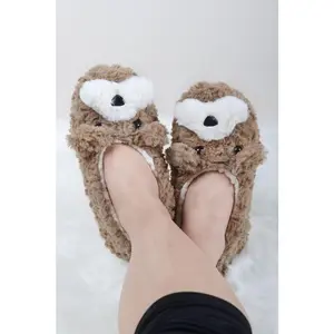 Furry Dog Faux Sherpa Slippers