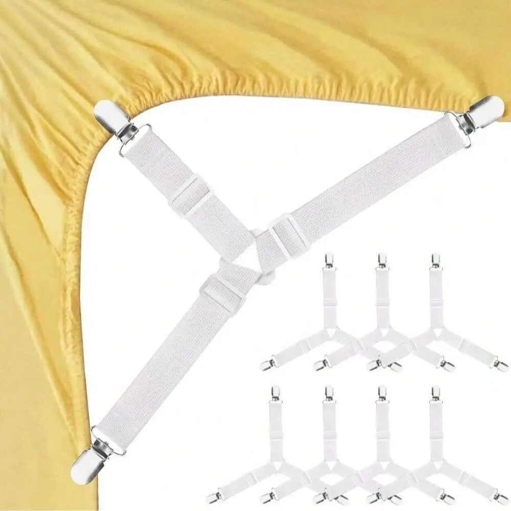 Bed Sheet Holder Strap, 4pcs Flat Sheet Clip, Elastic Bed Sheet Fastener, Bedding Accessories for Home