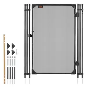 Summervibes VEVOR Pool Fence Gate, 4x 2.5 ft Inground Swimming Pool Fences Gate, Outdoor Security Fencing Door Kit with Metal Latch, 352 gsm Teslin PVC Mesh, Round Tube, Lockable and Easy Installation, Black