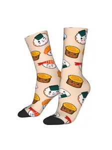 Oversized Socks Featuring Cute Sushi Designs Made of Polyester