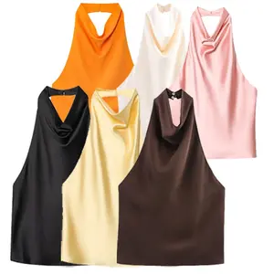 Sunset Satin Halter Top