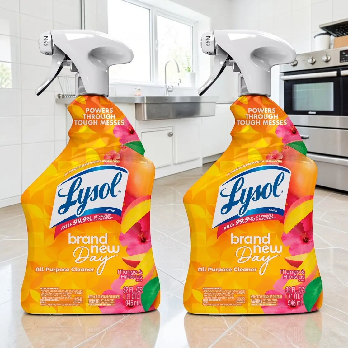 2-Pack Lysol Brand New Day Mango & Hibiscus All-Purpose Cleaner, 32 fl oz Deep Cleaning Solution for Home Care