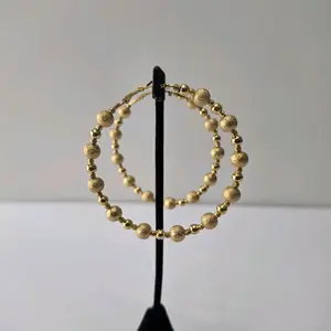 #428. 18K Gold Plated Bold Beaded Hoop Earring  Unique  High quality  Water Resistant  Hypoallergenic  Nickel Free, light weight,  Every day, Party, Gift idea.