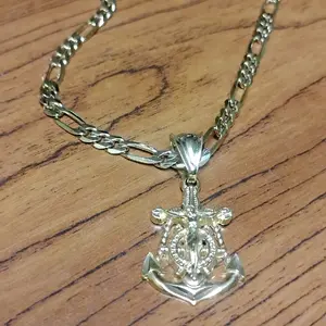 14k gold plated Figaro chain WITH PENDANT spiritual jewelry