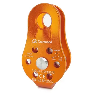 Climbing Fixed Plate Micro Pulley, General Purpose Small Single Sheave Hauling Pulley for Rock Climbing, Rappelling, Zipline Sports, Orange, Pack of 1