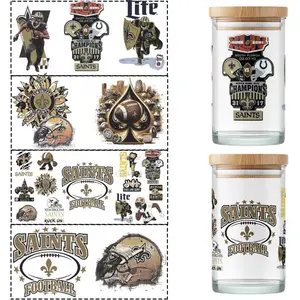 4Pcs Football Team Cup Wraps American Rugby UV DTF Cups Stickers for 16oz Glass Decals Waterproof AFC Rub on Transfers Vinyl Stickers for Glass Cups Fridge Wall Furniture Car DIY C