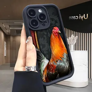 Rooster Portrait Oil Painting Print Phone case iPhone 17 Air 16 16e 15 14 13 12 11 Pro Max Plus X XS for Mother's Day gift Shockproof Silicone TPU Bumper Drop Protection Soft Cover Holiday gifts