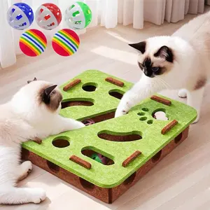 Felt Cat Puzzle Toy with 5 Colorful Balls, Interactive Cat Maze Box Keeps Paws Safe and Entertained, Ideal for Intelligent Play