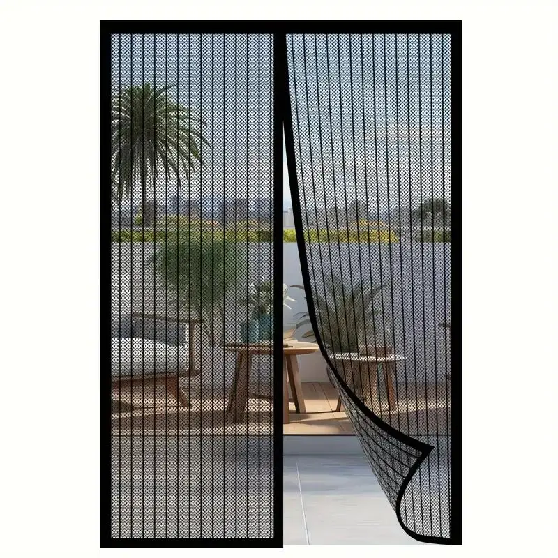 Screen Door, Self Sealing Mesh Partition, Pet and Kid Friendly Door Curtain, Home Decor Supplies for Living Room Bedroom, Mesh Zipper Doors, Sliding B