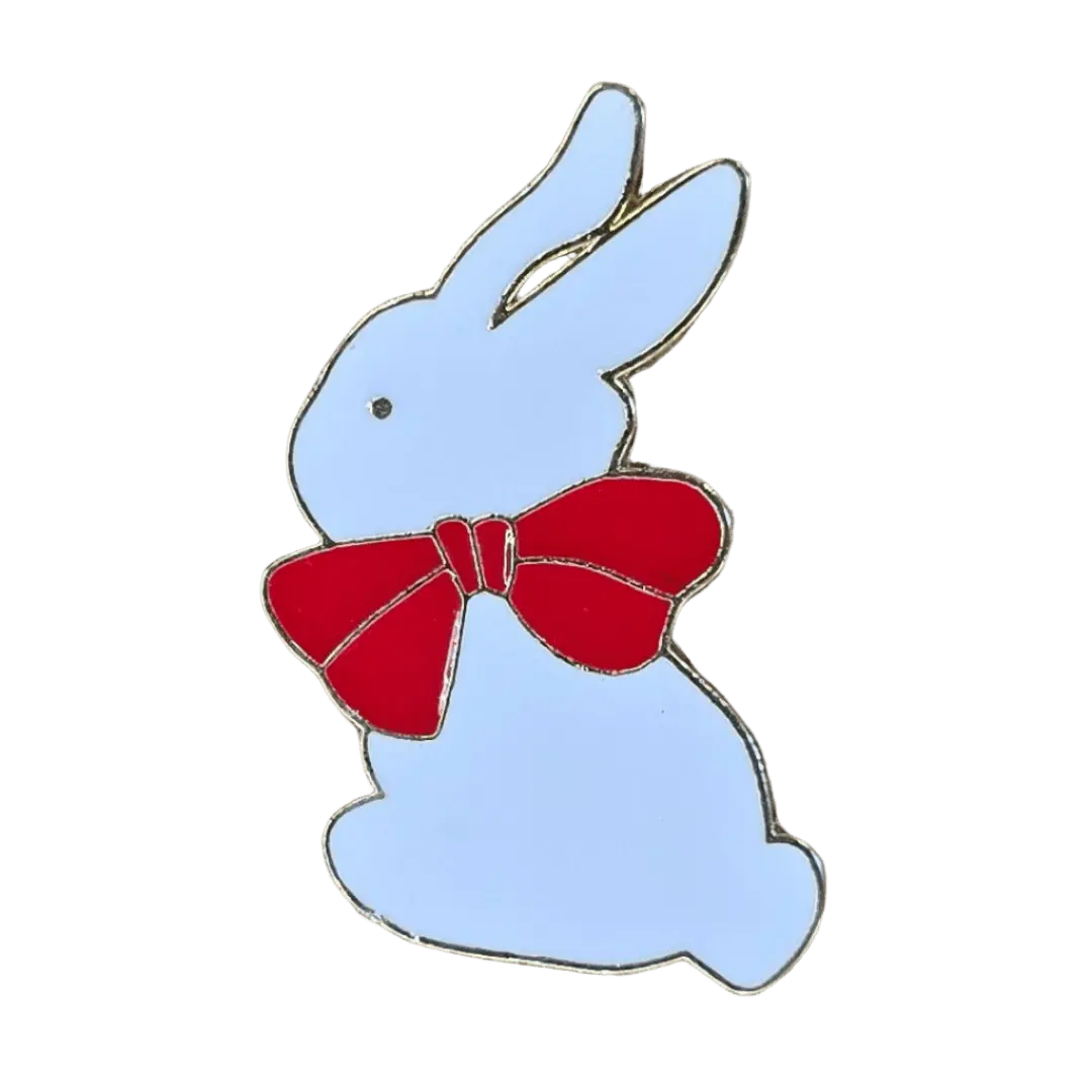 Red Ribbon Bunny Pin