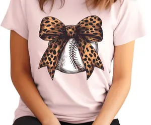 Cheetah Bow Baseball Graphic Tshirt