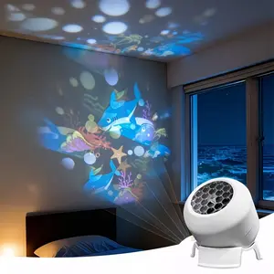 LED Starry Ocean Projector Light, Starry Sky Lights, 360° Rotating Dynamic Nightlight, USB Powered Ambient Light, Decorative Lighting for Bedroom, Game Room, Living Room, Led Home Decor