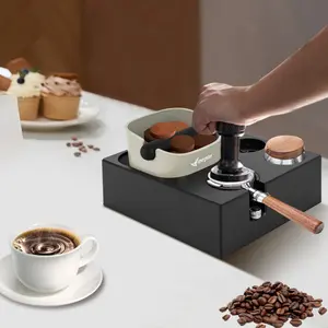 Multifunctional Espresso Organizer Box - Grey Coffee Tamper Stand & Puck Box, Coffee Grounds Bin