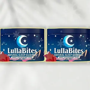 LULLABITES Natural Sleep Gummies Sweet Strawberry Stars Flavor Melatonin-Infused with botanical extracts and key minerals