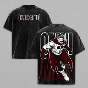 Invincible Omni-Man Vintage Washed T-Shirt, Double-Sided Graphic Cotton Tee