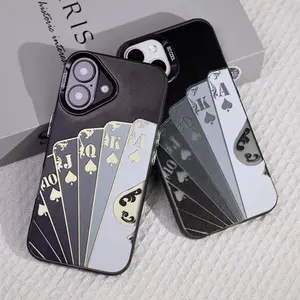 Compatible with 17, 16, 15, 14, 13, Pro Max Plus models. Features a playing card pattern design with a matte finish and anti- shock and scratch-resistant functionality. A must-have accessory for fashion-conscious men and women.IPhone 16 case/15 promaxcase
