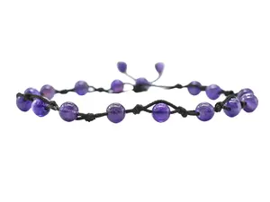 Anklet Ankle Bracelets for Women - Waterproof Beaded Healing Crystal Anklets, Plus Size Chakra Gemstone Bead Anklet (Knotted)