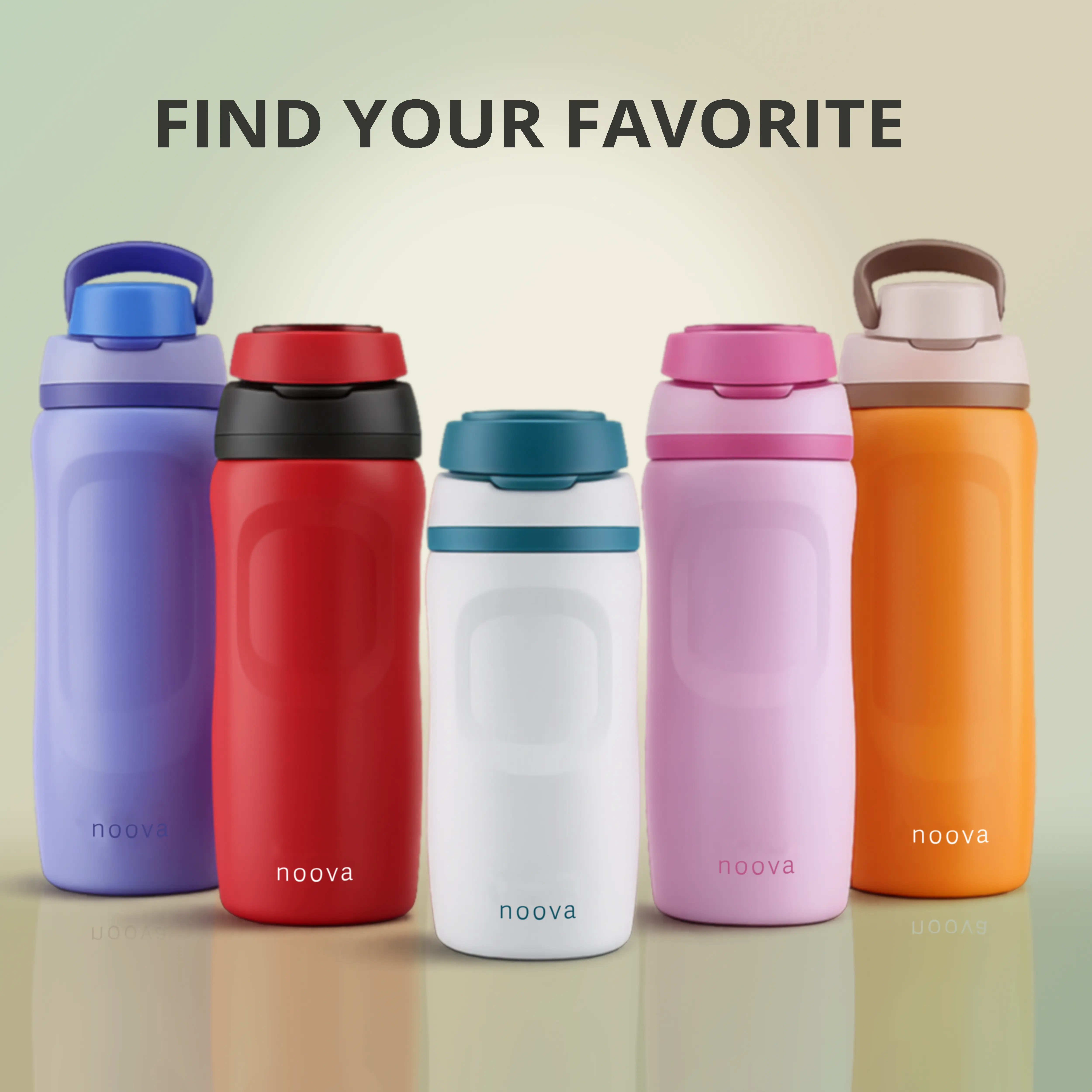NOOVA Stylish Reusable Water Bottle - BPA-Free, Body-Safe, Anti-Leak, Child-Friendly, Casual Drinkware with Straw Lid, Loop Top, Easy-Sip Design for Kids’ School, Beach Use, Body-Safe Water Bottles, Bpa-Free Water Bottles