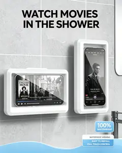 Waterproof Mobile Cellphone Holder for Shower-360-Degree Rotatable,Adjustable Stand, Tabletop & Wall-Mountable, Anti-Fog, Fits all size phones, Basics Casual Party Mobile Accessories.