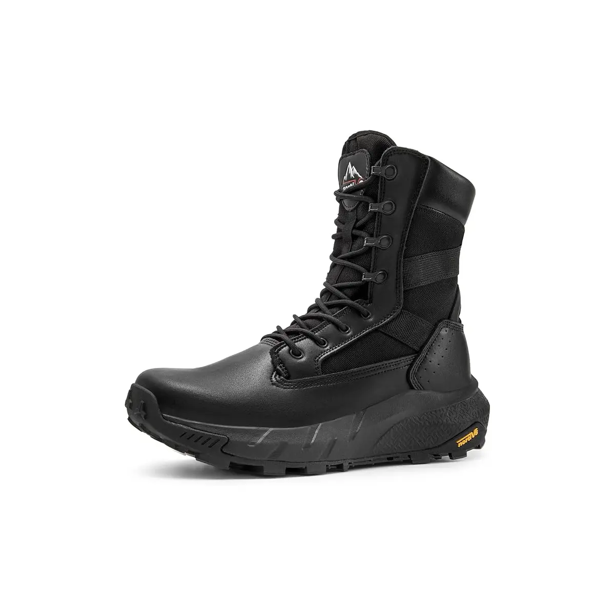 Men's Breathable Tactical Military Work Boots Side Zipper Leather Lightweight Hiking Motorcycle Combat Boots 8 Inches