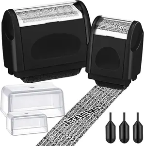 2 Pack Identity Theft Protection Roller Stamps & 3 Pack Black Refill Ink - Confidential Privacy Blocker for ID Data Address Information Security