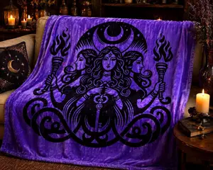 Hekate Blanket, Purple Witchy Throw Blanket, Goddess Decor, Altar Cloth, Wiccan Gift, Soft Plush Blanket